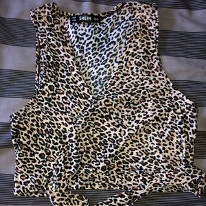 leopard print wrap top